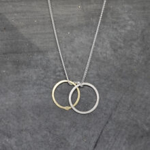 Circle necklace, silver and gold